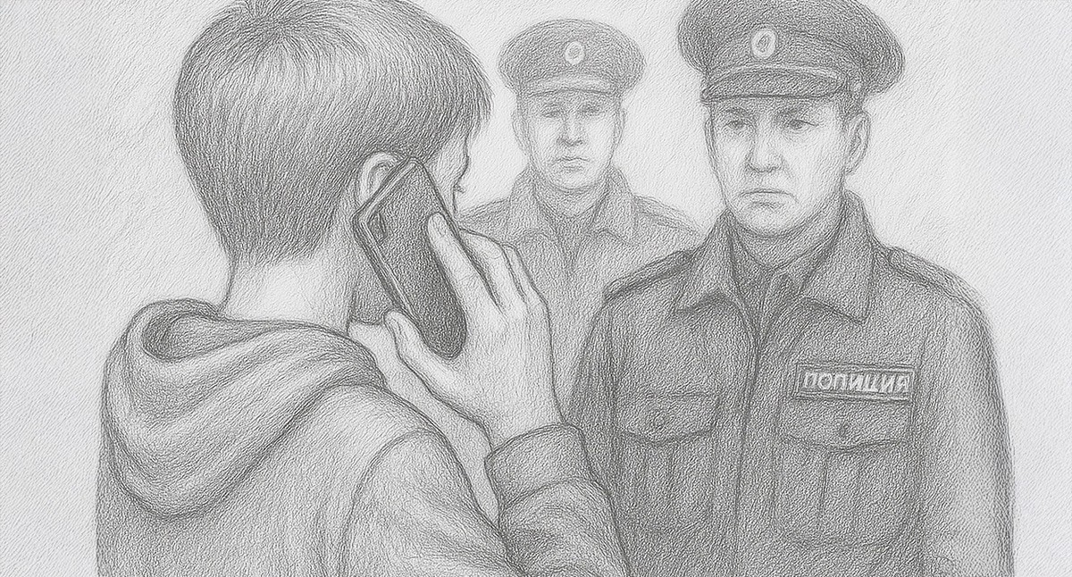 Подросток и полиция. Иллюстрация создана "Кавказским узлом" с помощью ИИ в программе Copilot
