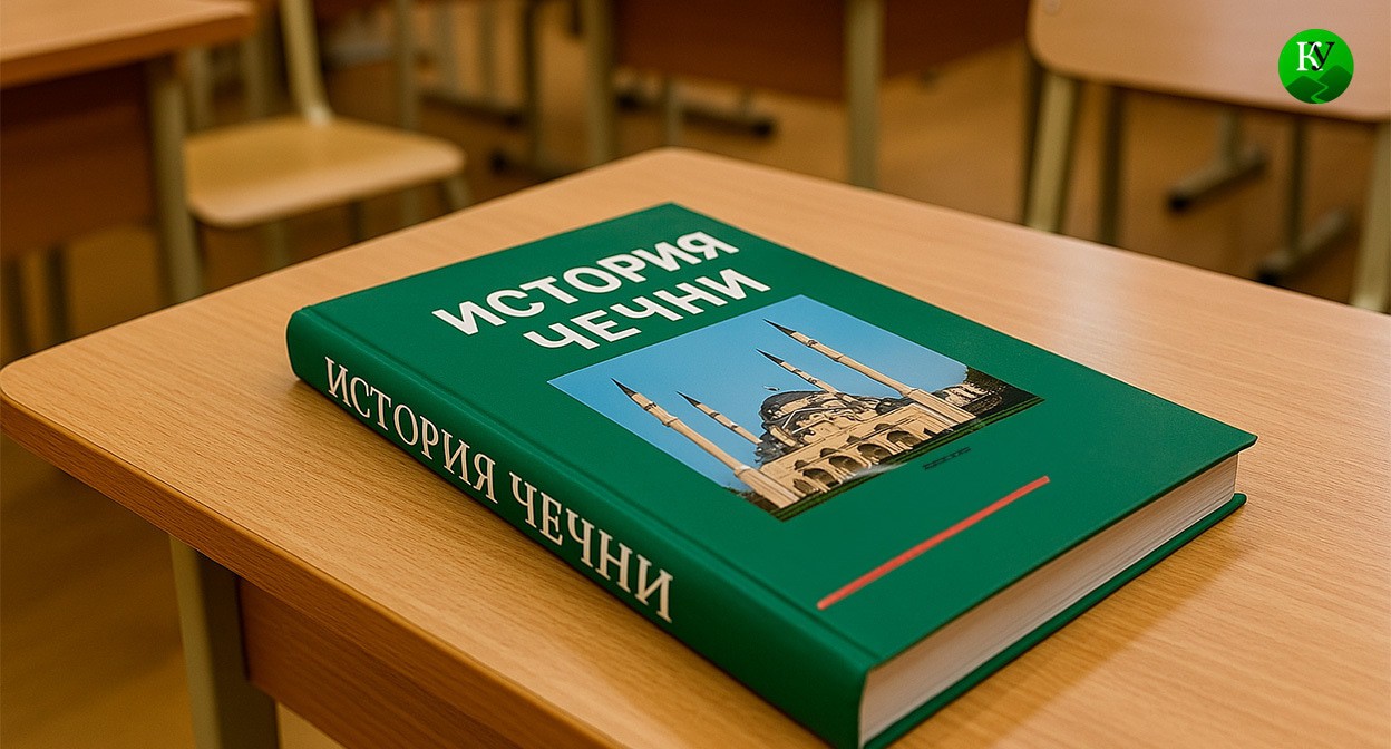 Учебник истории Чечни. Иллюстрация создана «Кавказским узлом» с помощью ИИ в программе Copilot