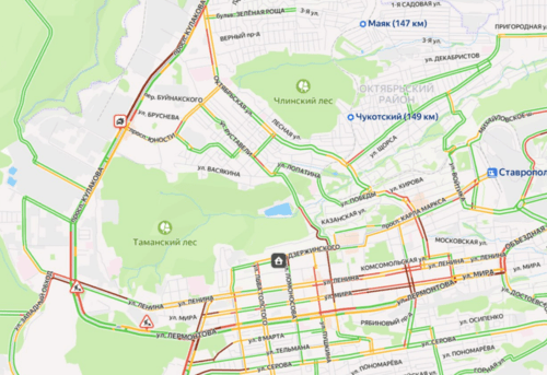 Пробки в Ставрополе вечером 11 июня. Скриншот "Блокнот Ставрополь" от 11.06.25,https://t.me/bloknot_stavropol/34802.