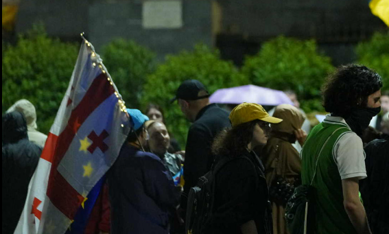 Участники акции у парламента Грузии. Скриншот фото Publika от 14.06.25 https://www.facebook.com/photo/?fbid=1471896674209878&set=a.715406393192247 (деятельность компании Meta, владеющей соцсетью, запрещена в России).