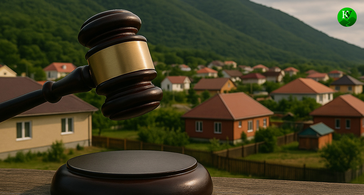 Суд и коттеджный поселок. Иллюстрация создана "Кавказским узлом" с помощью ИИ в программе Copilot