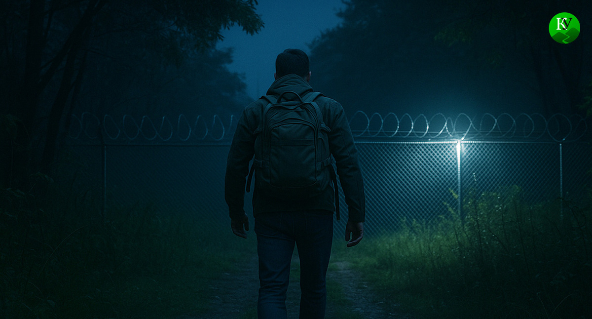 Мужчина у границы. Иллюстрация создана "Кавказским узлом" с помощью ИИ в программе Copilot