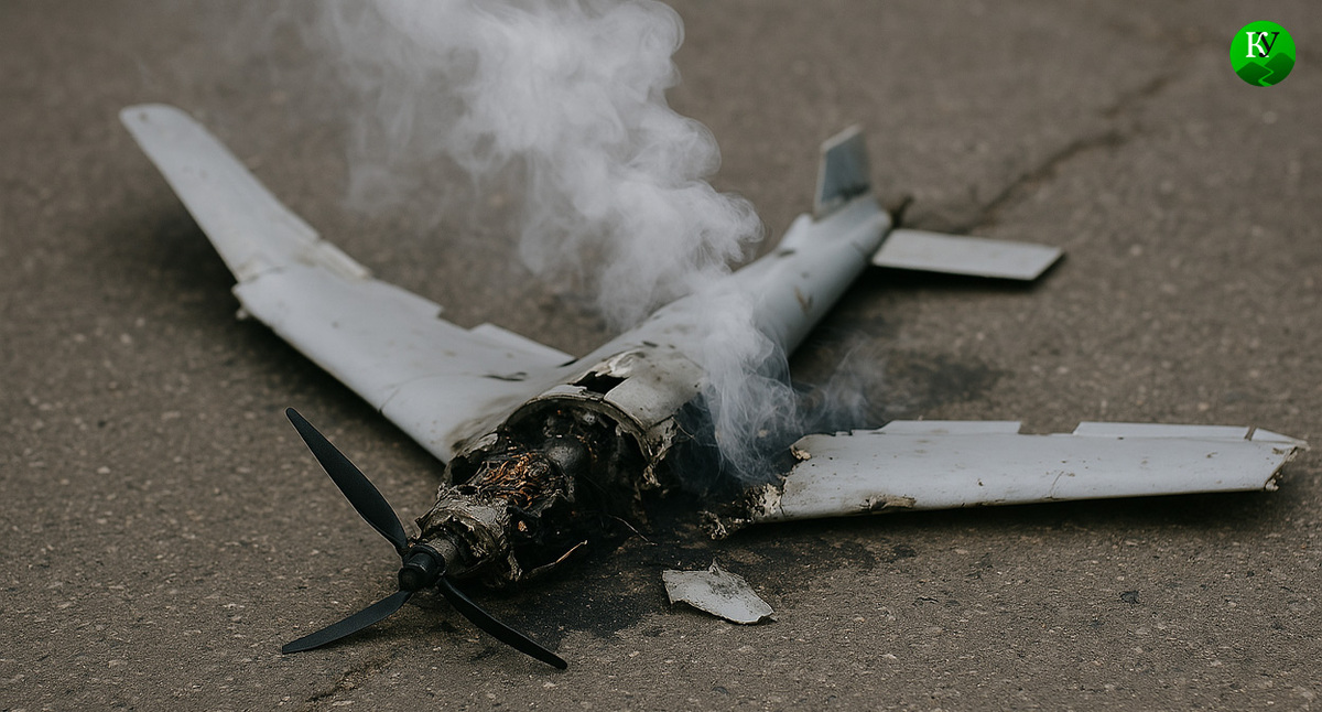 Обломки БПЛА. Иллюстрация создана "Кавказским узлом" с помощью ИИ в программе Photoshop