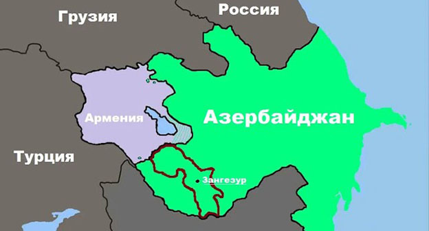 Зангезурский коридор. Скриншот видео https://www.youtube.com/watch?v=R8IV58Xxx-s