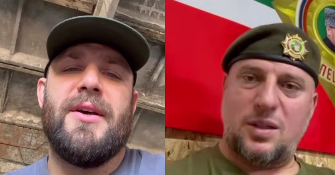 Макс Дивнич и Апти Алаудинов. Коллаж "Кавказского узла". Стоп-кадр видео https://t.me/tg_max_divnich/30616?single и https://t.me/AptiAlaudinovAKHMAT/12266.