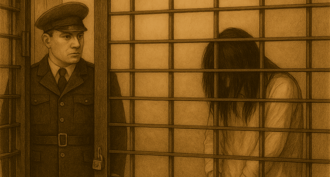 Женщина за решеткой. Иллюстрация "Кавказского узла", созданная с помощью программы Copilot