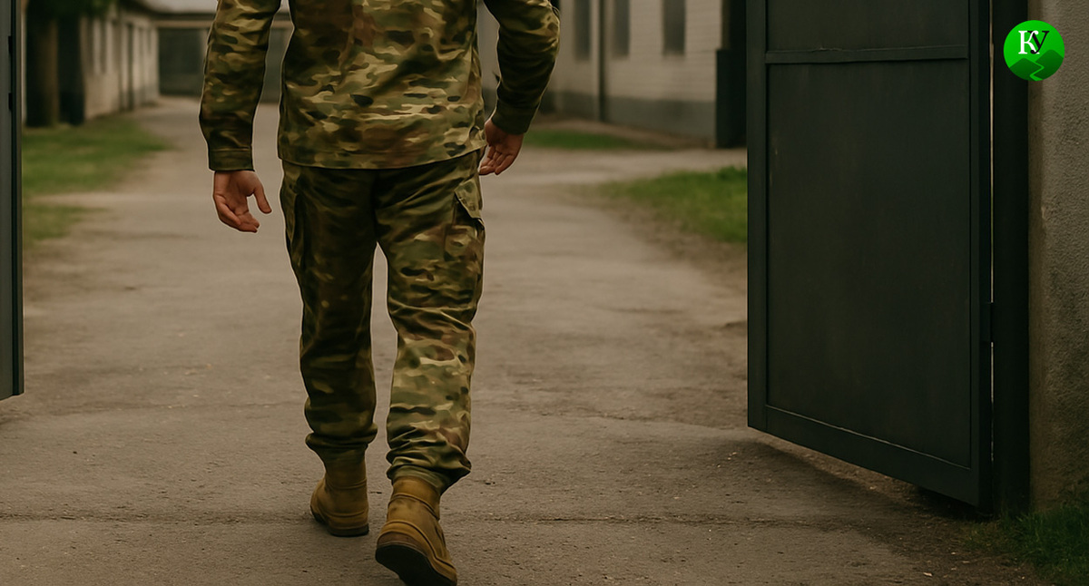 Военный уходит из части. Иллюстрация создана "Кавказским узлом" с помощью ИИ в программе Copilot