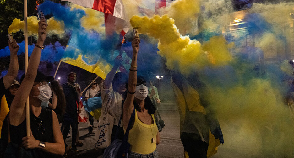 Акция солидарности с Украиной в Тбилиси 15 августа 2025 года. Фото: Publika