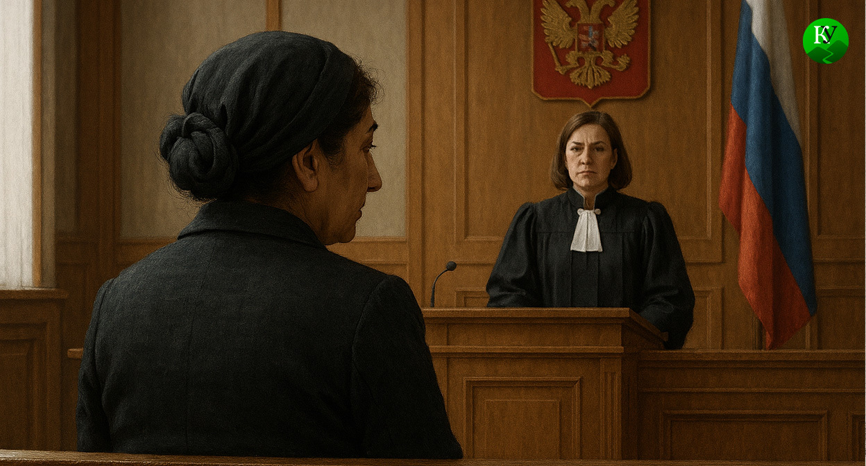 Женщина в суде. Иллюстрация создана «Кавказским узлом» с помощью ИИ в программе Copilot