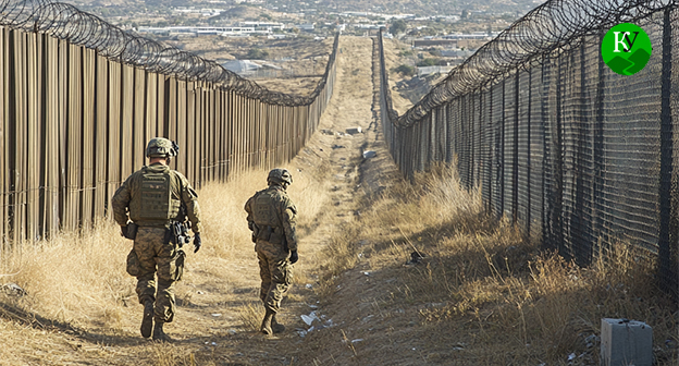 Военнослужащие на границе. Иллюстрация "Кавказского узла", созданная при помощи ИИ в программе Copilot