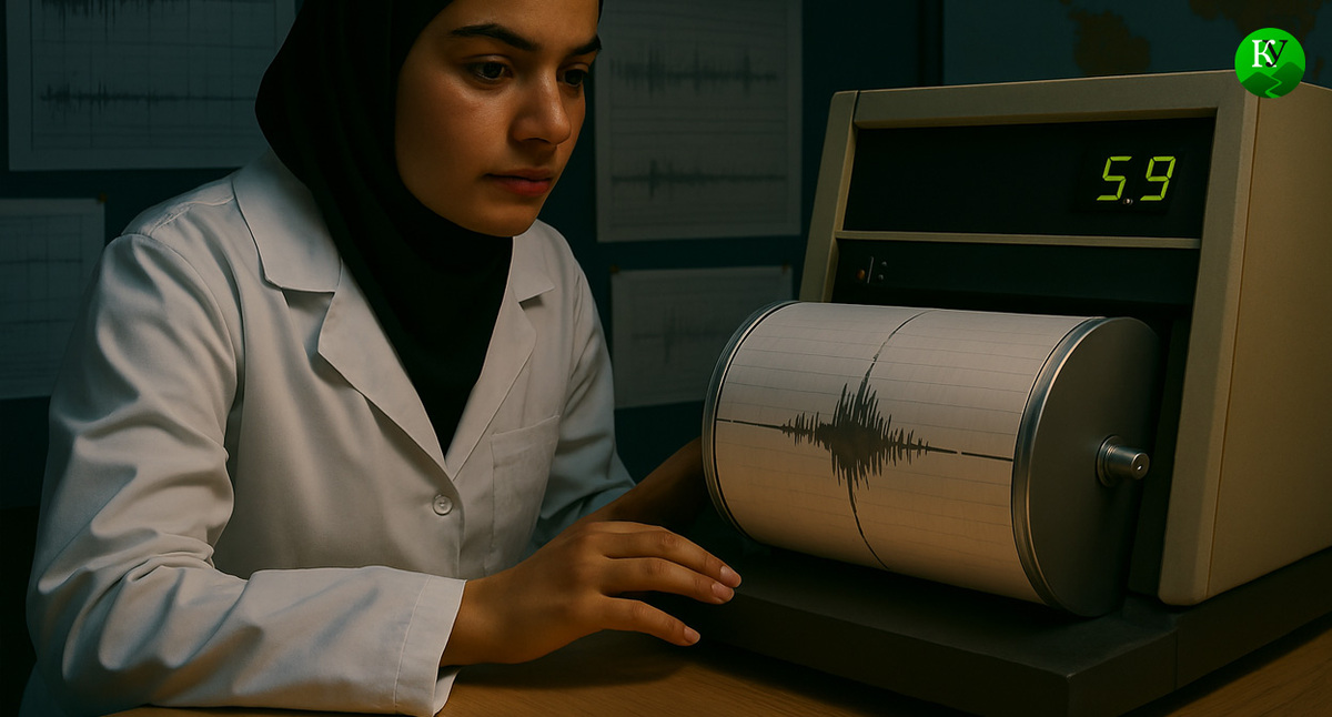 Сейсмолог у прибора. Иллюстрация создана «Кавказским узлом» с помощью ИИ в программе Copilot