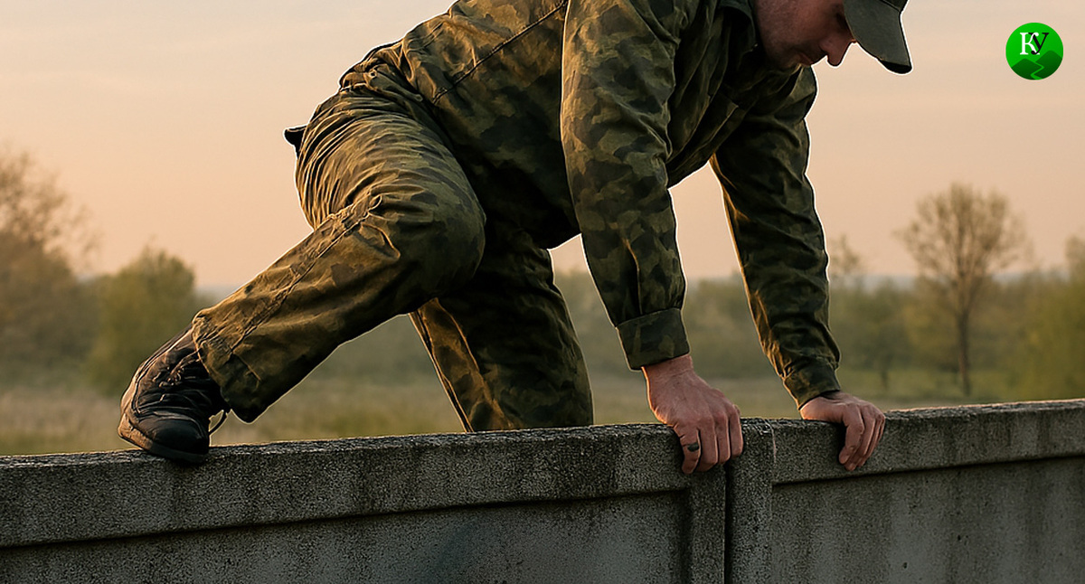Военный покидает часть. Иллюстрация создана "Кавказским узлом" с помощью ИИ в программе Copilot