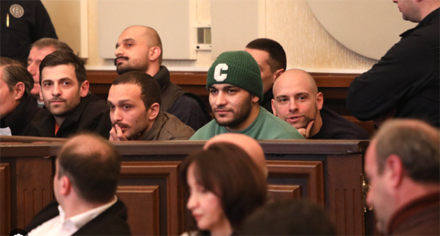 Участники протестов в Грузии в зале суда. Фото: https://tvpirveli.ge