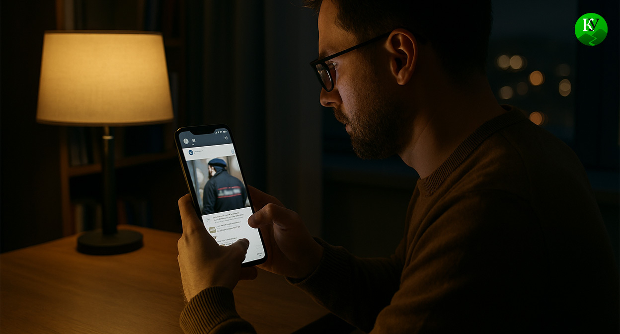 Мужчина оставляет комментарий. 
Иллюстрация создана «Кавказским узлом» с помощью ИИ в программе Copilot