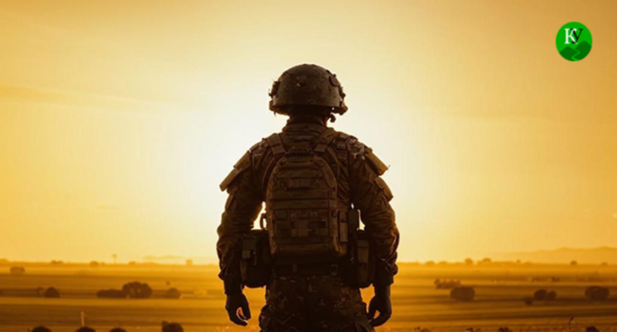 Военнослужащий. Иллюстрация "Кавказского узла", созданная ИИ при помощи программы Copilot