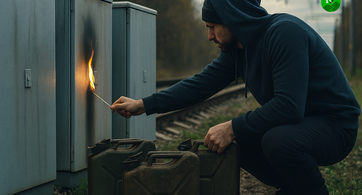 Поджог релейных шкафов. Иллюстрация создана "Кавказским узлом" с помощью ИИ в программе Copilot