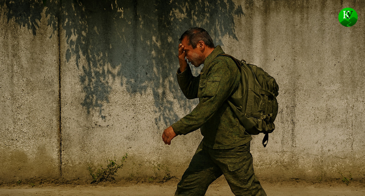 Военнослужащий покидает часть. Иллюстрация создана "Кавказским узлом" с помощью ИИ в программе Copilot