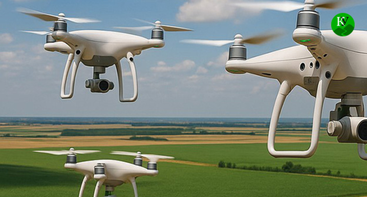 Беспилотники. Иллюстрация "Кавказского узла" созданная при помощи ИИ в программе Copilot