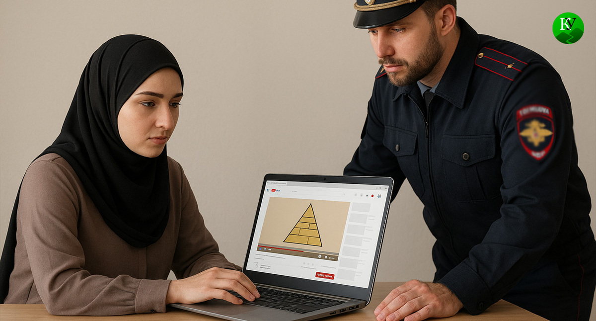 Блогер, реклама и полицейский. Иллюстрация создана «Кавказским узлом» с помощью ИИ в программе Copilot