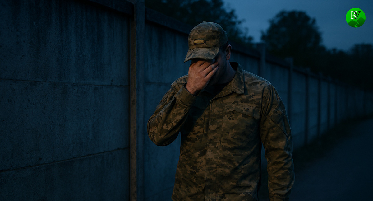 Военный покидает часть. Иллюстрация создана «Кавказским узлом» с помощью ИИ в программе Copilot