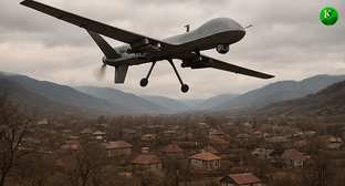 БПЛА в полете. Иллюстрация создана «Кавказским узлом» с помощью ИИ в программе Copilot