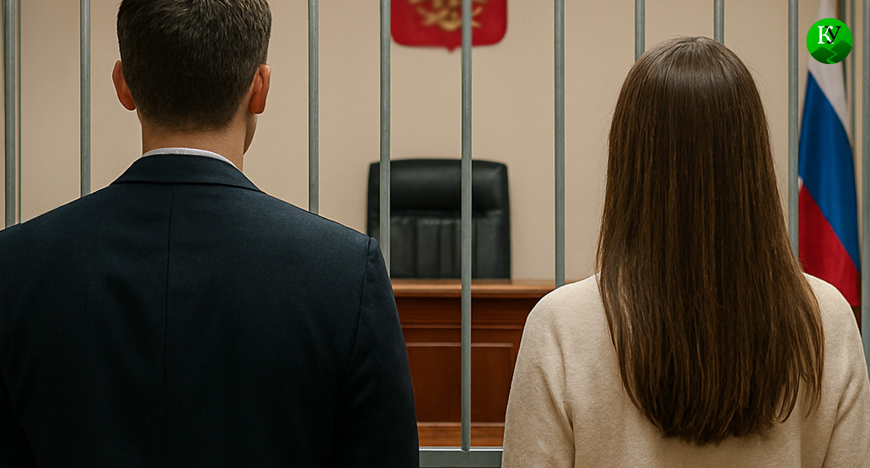 Обвиняемые в суде. Иллюстрация создана «Кавказским узлом» с помощью ИИ в программе Copilot