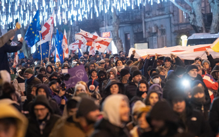 Шествие в Тбилиси. Скриншот фото Publika от 27.12.25, https://www.facebook.com/photo?fbid=1640186934047517&set=pcb.1640186987380845 (деятельность компании Meta, владеющей соцсетью, запрещена в России).