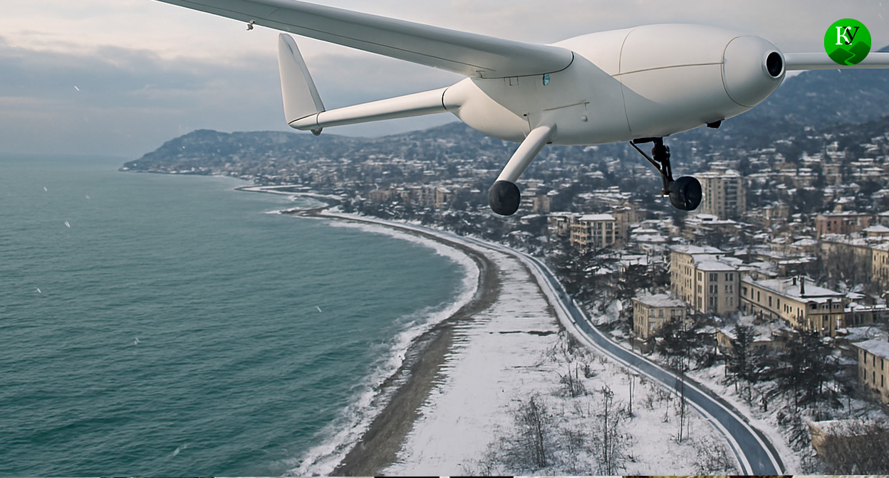 БПЛА в полете. Иллюстрация создана «Кавказским узлом» с помощью ИИ в программе Copilot