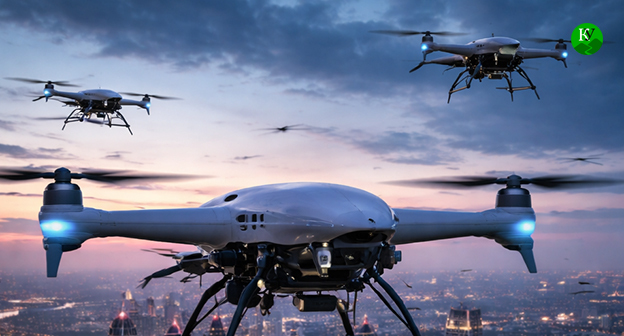 Беспилотники. Иллюстрация создана "Кавказским узлом" при помощи ИИ в программе Copilot