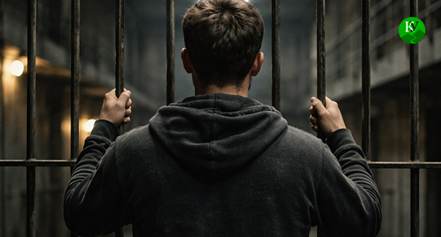 Мужчина за решеткой. Иллюстрация создана "Кавказским узлом" при помощи ИИ в программе Copilot