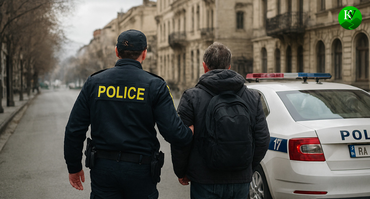 Задержание в Грузии. Иллюстрация создана «Кавказским узлом» с помощью ИИ в программе Copilot