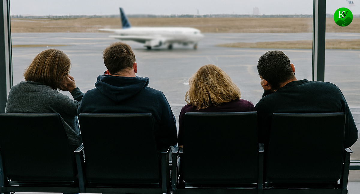 Пассажиры в ожидании рейса. Иллюстрация создана «Кавказским узлом» с помощью ИИ в программе Copilot Пассажиры в ожидании рейса. Иллюстрация создана «Кавказским узлом» с помощью ИИ в программе Copilot