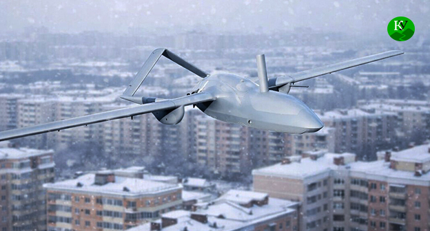 Беспилотник над городом. Иллюстрация создана "Кавказским узлом" при помощи ИИ в программе Copilot