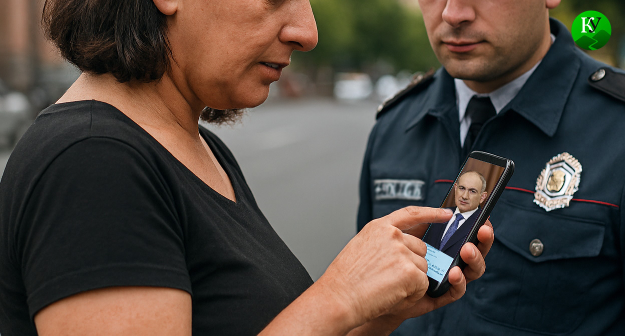 Пост про Пашиняна. Иллюстрация создана «Кавказским узлом» с помощью ИИ в программе Copilot