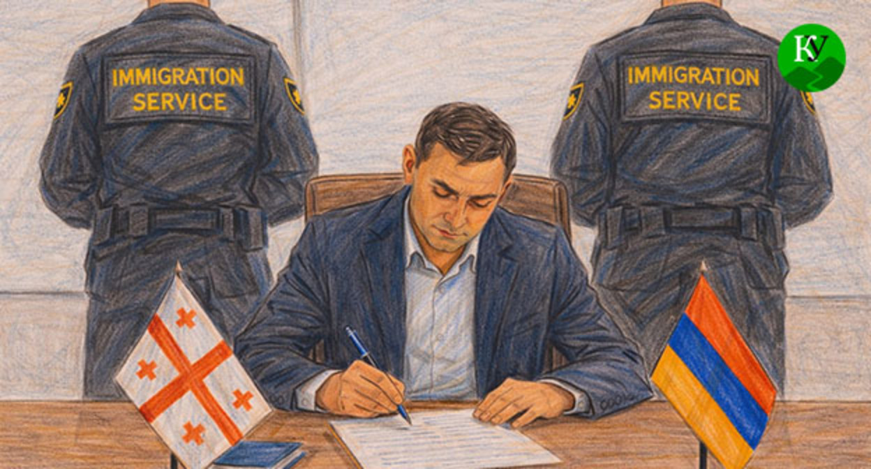 Мужчина подписывает документы. Иллюстрация создана "Кавказским узлом" при помощи ИИ в программе Copilot