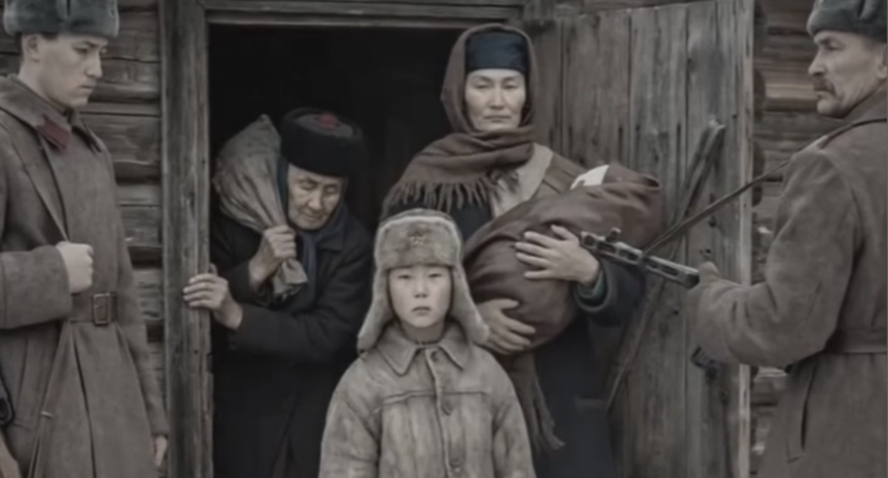 Визуальная реконструкция картины “Прощай, земля калмыцкая!” народного художника Калмыкии Григория Бембеева. Скриншот публикации aypara_._._ / Instagram*. 
