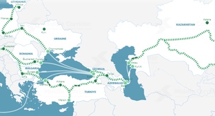 Участок Транскаспийского коридора. Скриншот страницы сайта международной ассоциации «Транскаспийский Международный Транспортный Маршрут» https://middlecorridor.com/ru/
