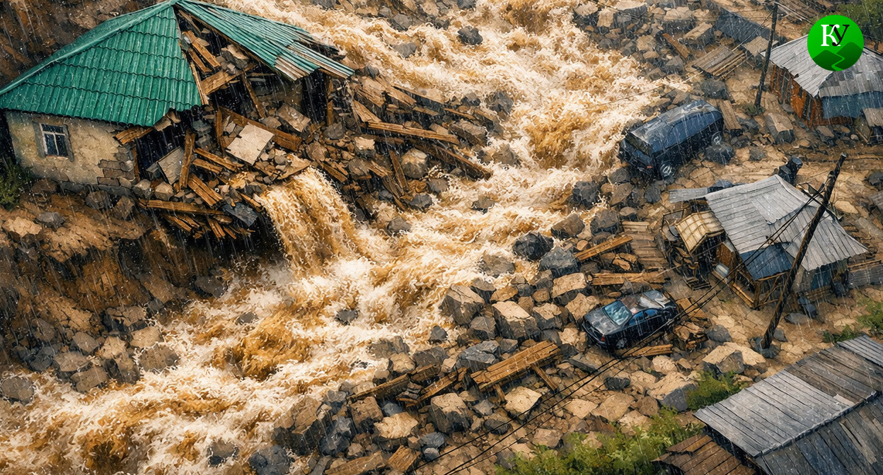 Потов в горном селе. Иллюстрация создана «Кавказским узлом» с помощью ИИ в программе Copilot