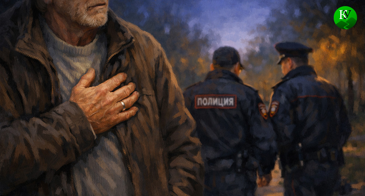 Мужчина и полицейские. Иллюстрация создана «Кавказским узлом» с помощью ИИ в программе Copilot