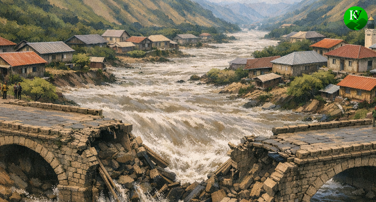 Обрушение моста. Иллюстрация создана «Кавказским узлом» с помощью ИИ в программе Copilot