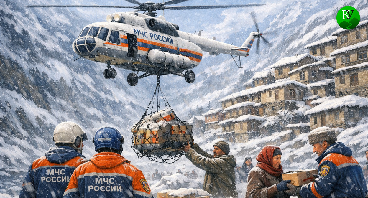 Спасатели доставляют помощь. Иллюстрация создана «Кавказским узлом» с помощью ИИ в программе Copilot Спасатели доставляют помощь. Иллюстрация создана «Кавказским узлом» с помощью ИИ в программе Copilot