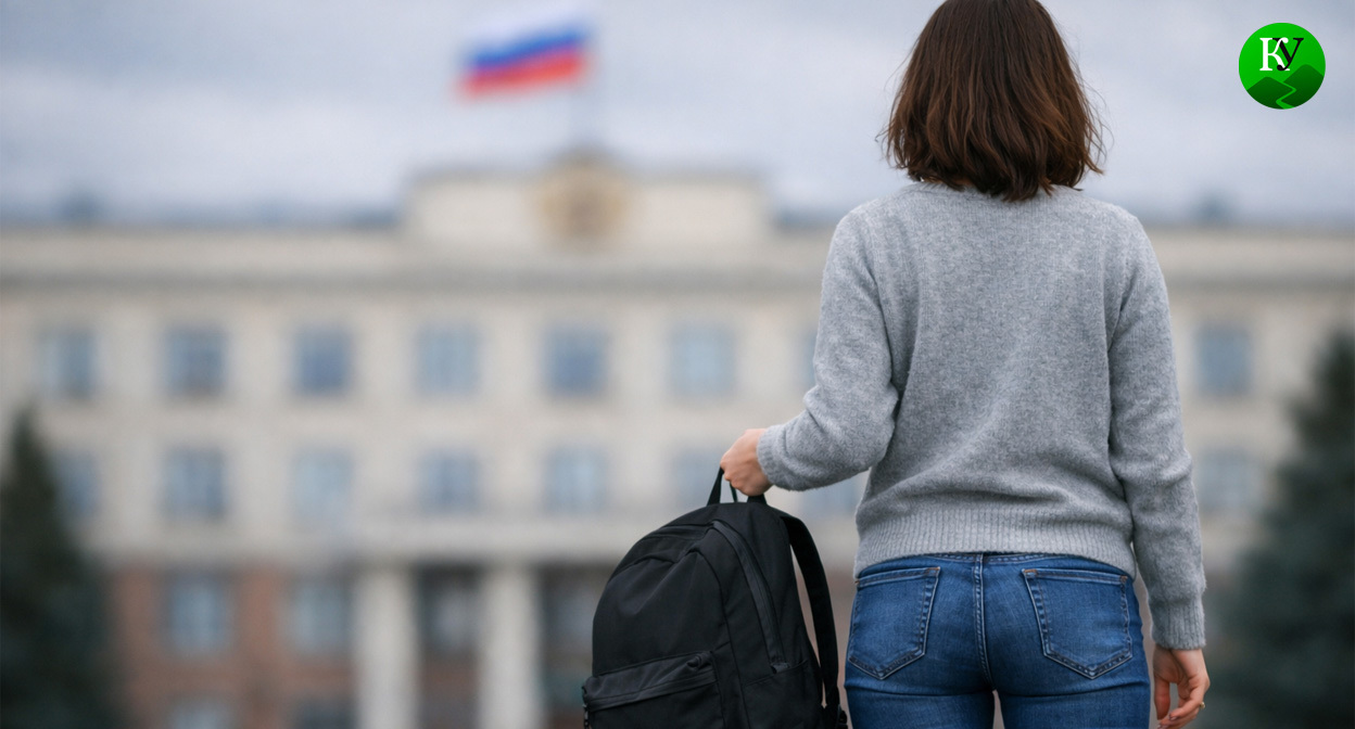 Девушка с рюкзаком. Иллюстрация создана «Кавказским узлом» с помощью ИИ в программе Copilot