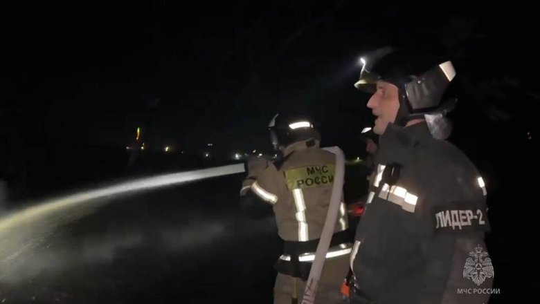 Тушение пожара на магистральном газопроводе Моздок-Казимагомед. Фото: МЧС России