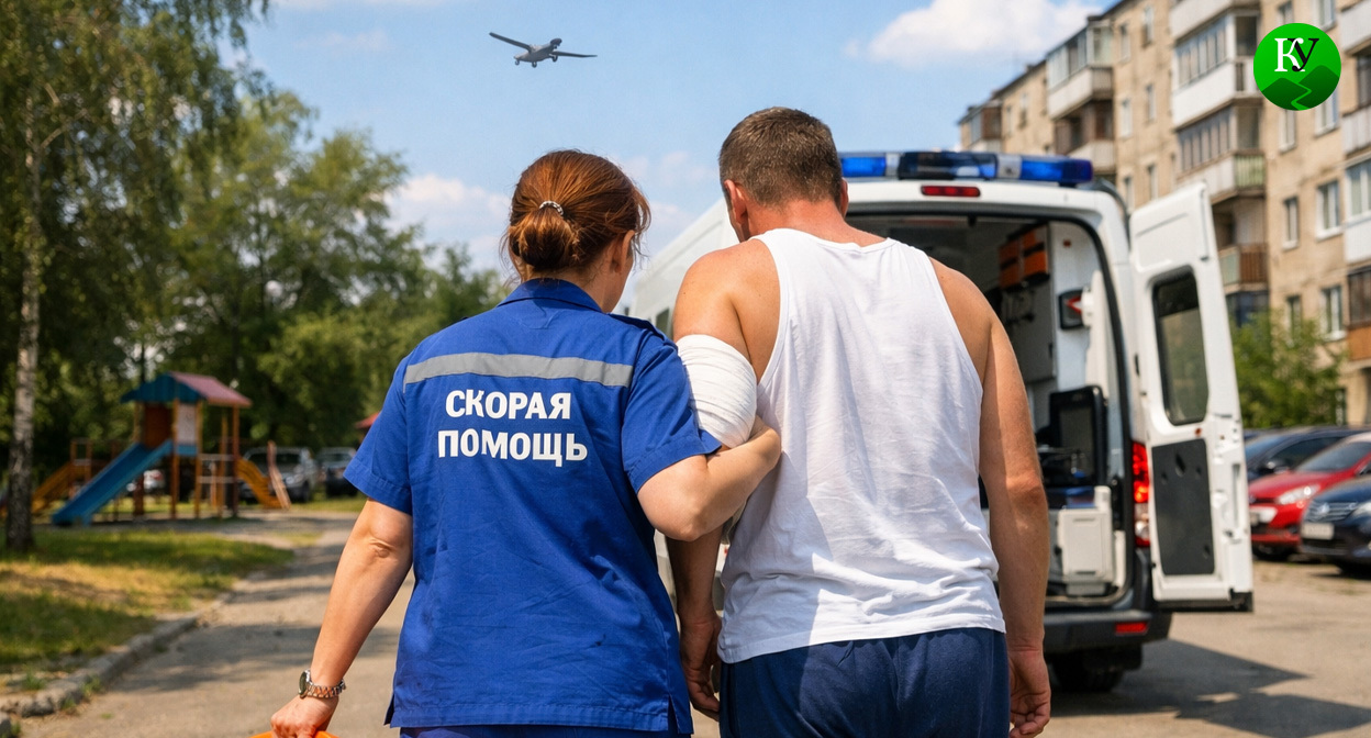 Раненный от БПЛА. Иллюстрация создана «Кавказским узлом» с помощью ИИ в программе Copilot