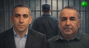Эльмир Садыгов (справа) и Назим Мусаев. Иллюстрация создана «Кавказским узлом» с помощью ИИ в программе Copilot