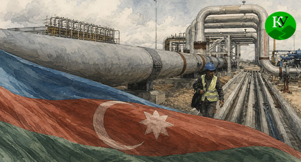 Флаг Азербайджана и газопровод. Иллюстрация создана "Кавказским узлом" при помощи ИИ в программе Copilot Флаг Азербайджана и газопровод. Иллюстрация создана "Кавказским узлом" при помощи ИИ в программе Copilot