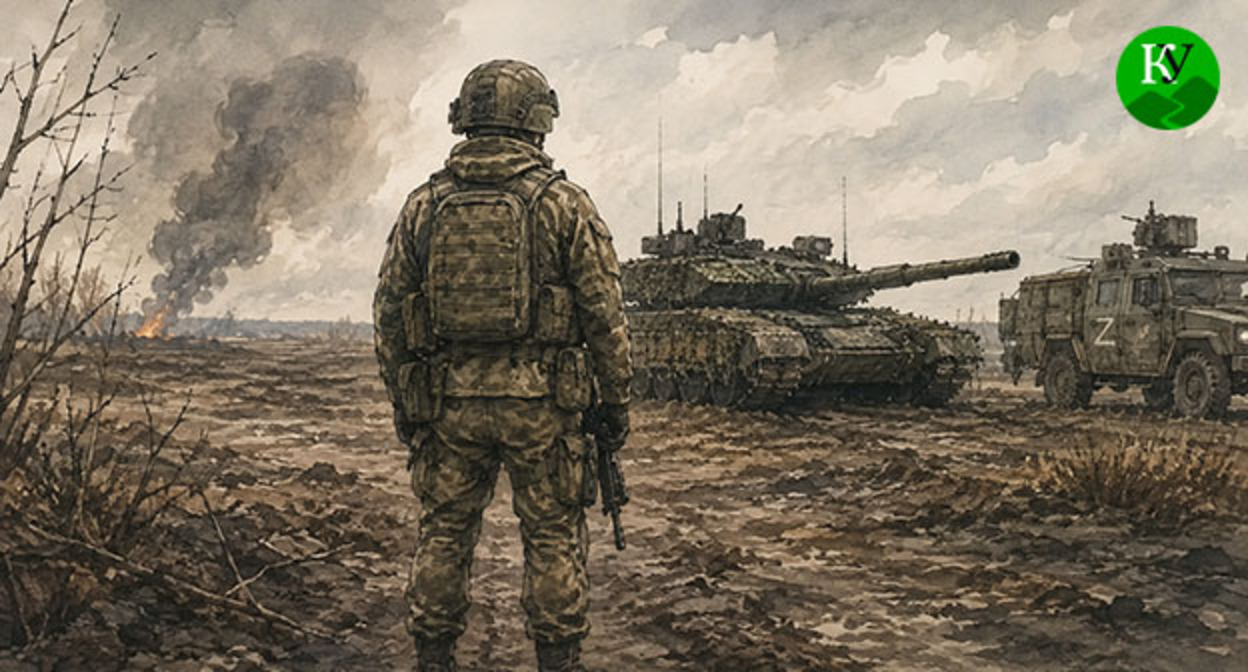 Военнослужащий. Иллюстрация создана "Кавказским узлом" при помощи ИИ в программе Copilot