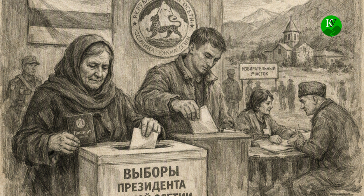 Выборы в Южной Осетии. Иллюстрация создана "Кавказским узлом" при помощи ИИ в программе Copilot