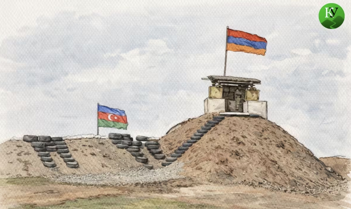 Граница Армении и Азербайджана. Иллюстрация создана "Кавказским узлом" с помощью ИИ.