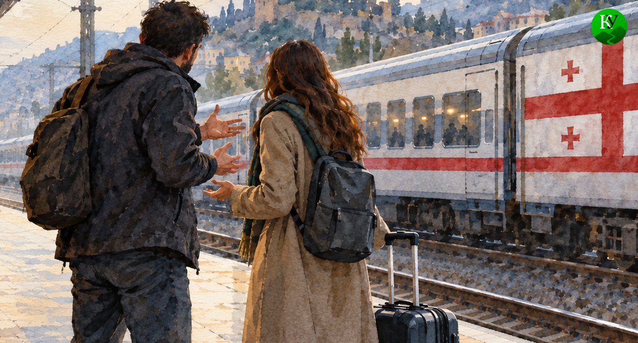 Конфликт на вокзале. Иллюстрация создана «Кавказским узлом» с помощью ИИ в программе Copilot